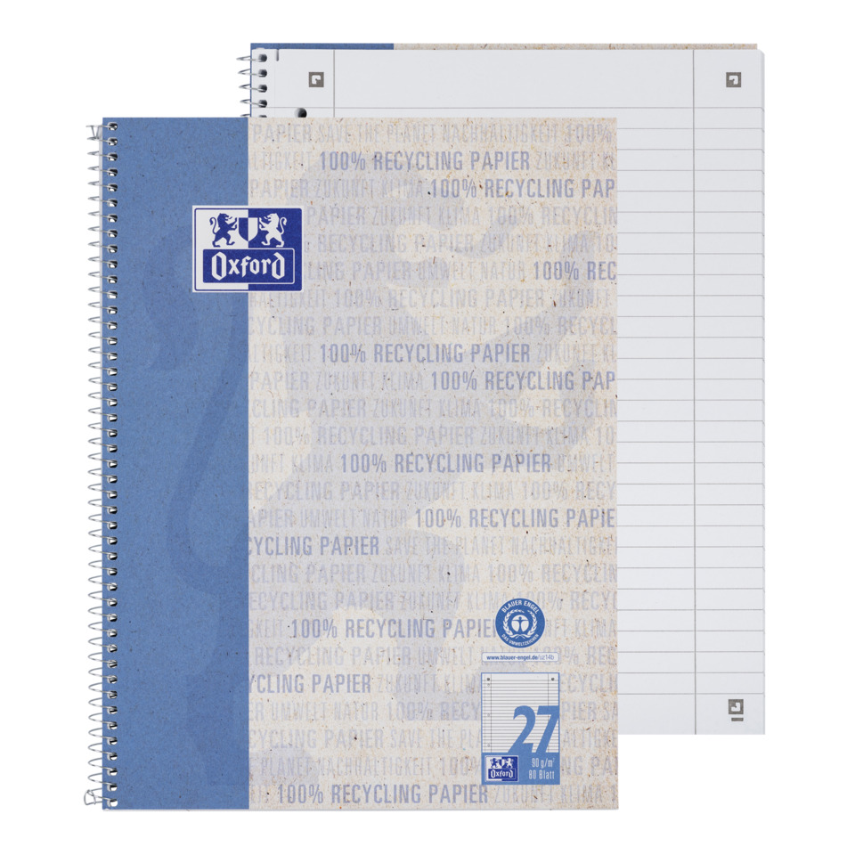 Notizblock, Spiralblock, Oxford, Papier, 80g/m²