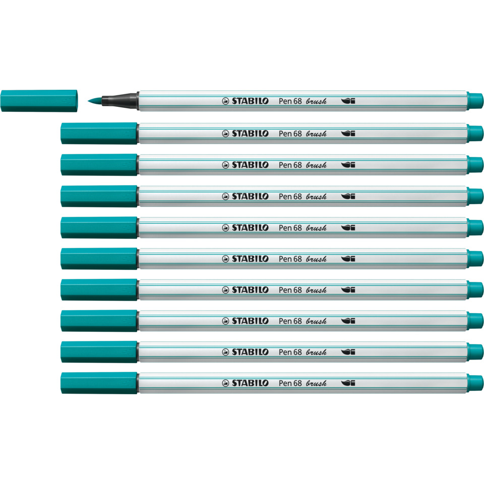 stift, pinsel, marker, turquoise, set