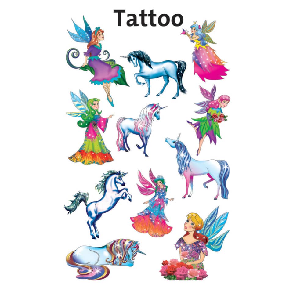 Einhorne, Tattoo-Sticker, Fantasie-Figuren, Feen, Unicorns