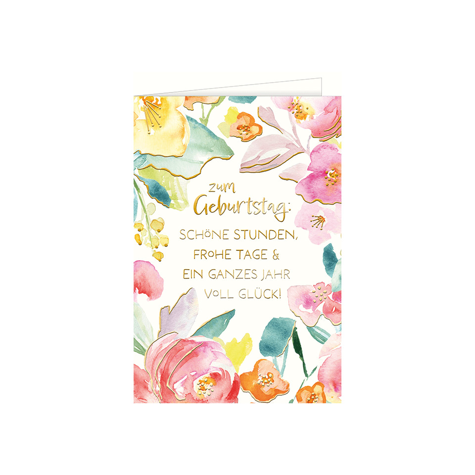 Geburtstag Karte, Blumen Muster, Wasserfarben, Grußkarte, Frühling Farben