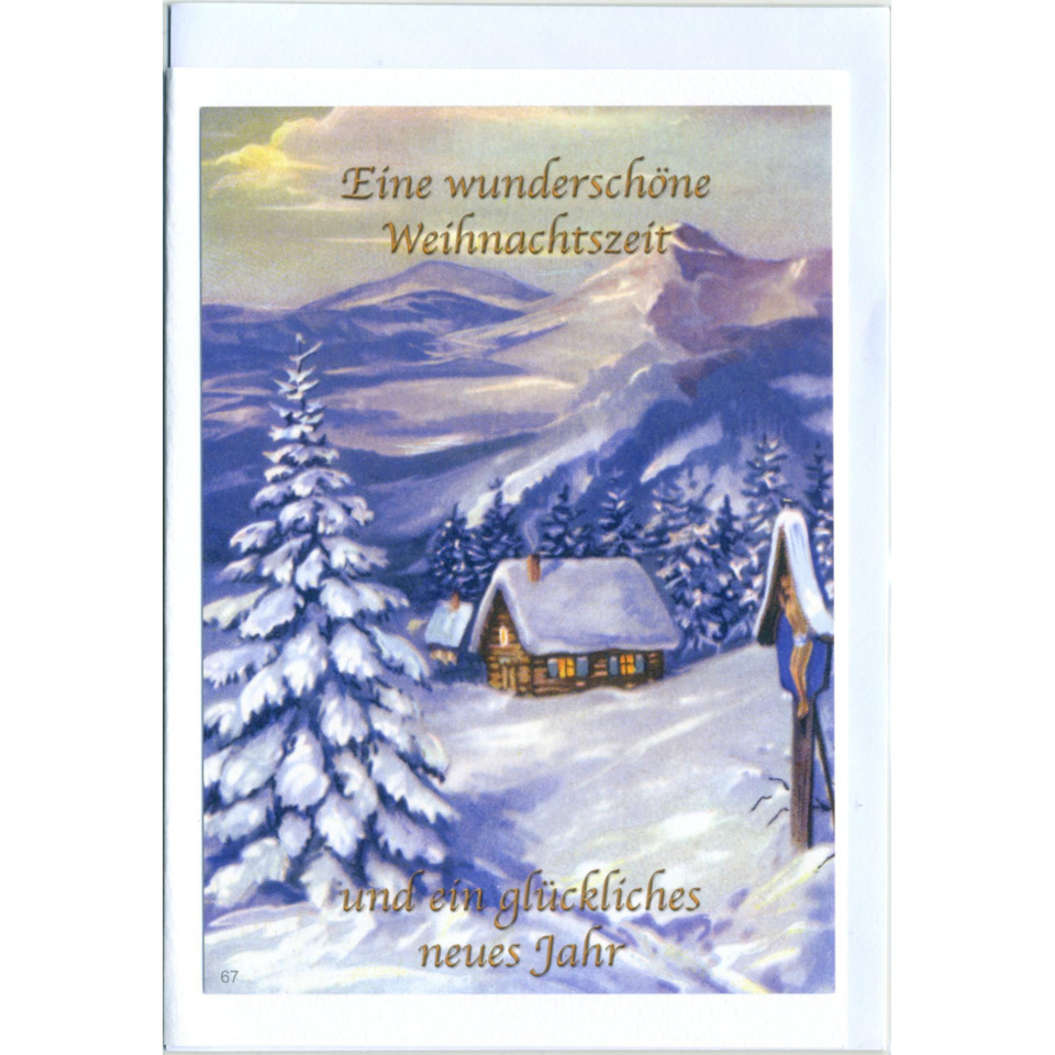 Schneelandschaft, Winterdorf, Schnee, Hütte, Kunstkarte