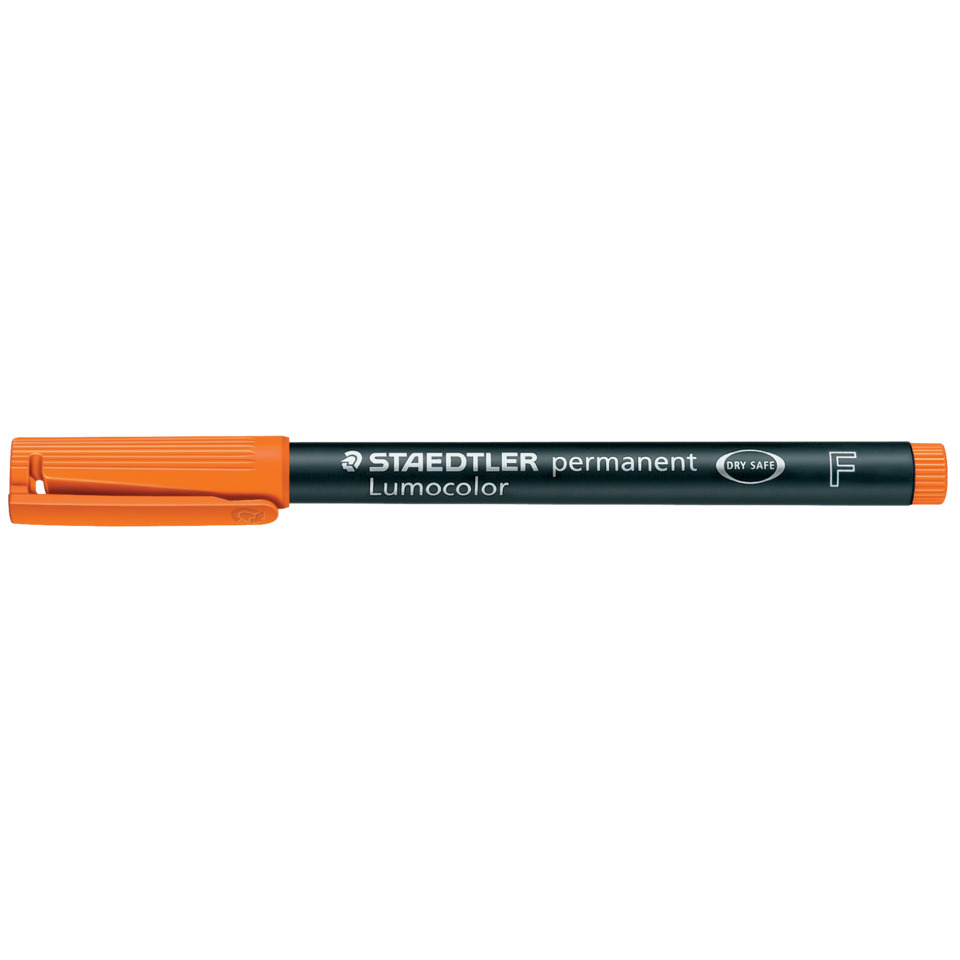 Permanentmarker, Lumocolor, OrangenerKappen, FeinerStift, Trockenschutz