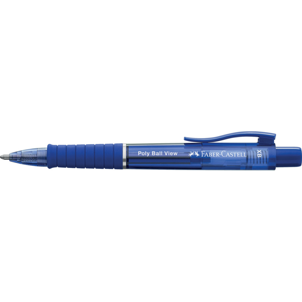 Kugelschreiber, Gelschreiber, Poly Ball View, blau, Faber-Castell, Tintenroller, Gelstift, Poly Ball View, Blau, Clip, Faber-Castell