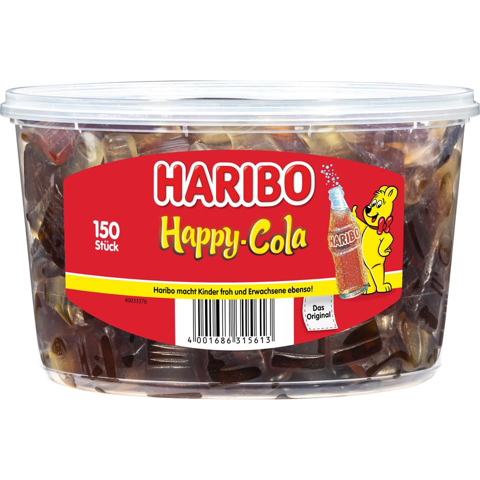 Haribo, Happy-Cola, Gummibärchen, Bunte Bonbons, 150 Stück