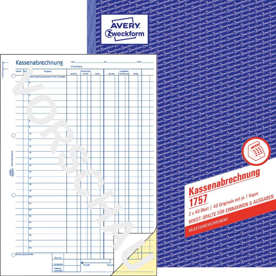 Kassenabrechnung, Belegblatt, Buchhaltungsformular, Abrechnungsvorlage, Kassenbuch