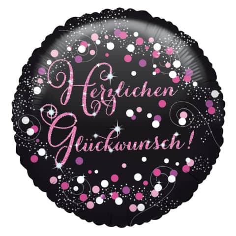Folienballon Herzlichen Glückwunsch, Ø43cm, sparkling pink AMSCAN 3771501 Folienballon Herzlichen Glückwunsch, Ø43cm, sparkling pink AMSCAN 3771501