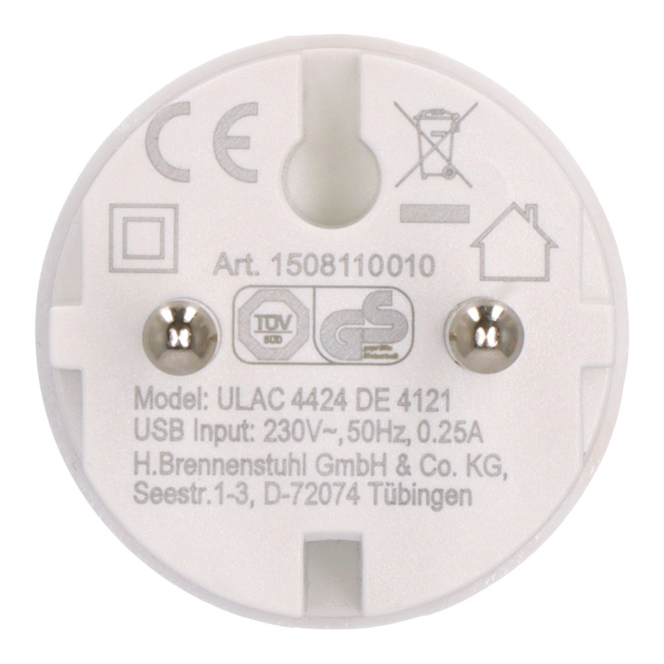 EU Plug, USB input, 230V, white, round adapter
