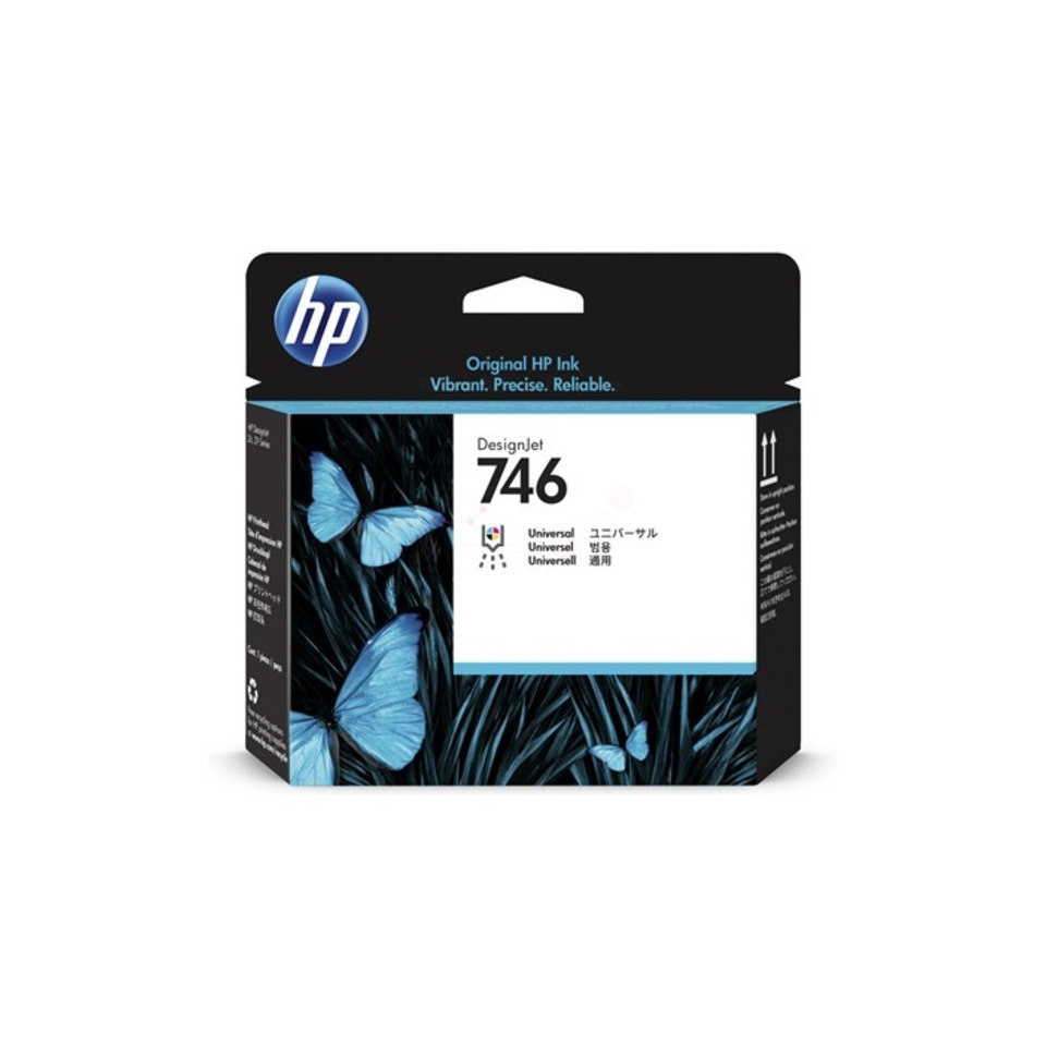 Tintenpatrone, HP DesignJet 746, Universaltinte, blaue Schmetterlinge, Verpackung