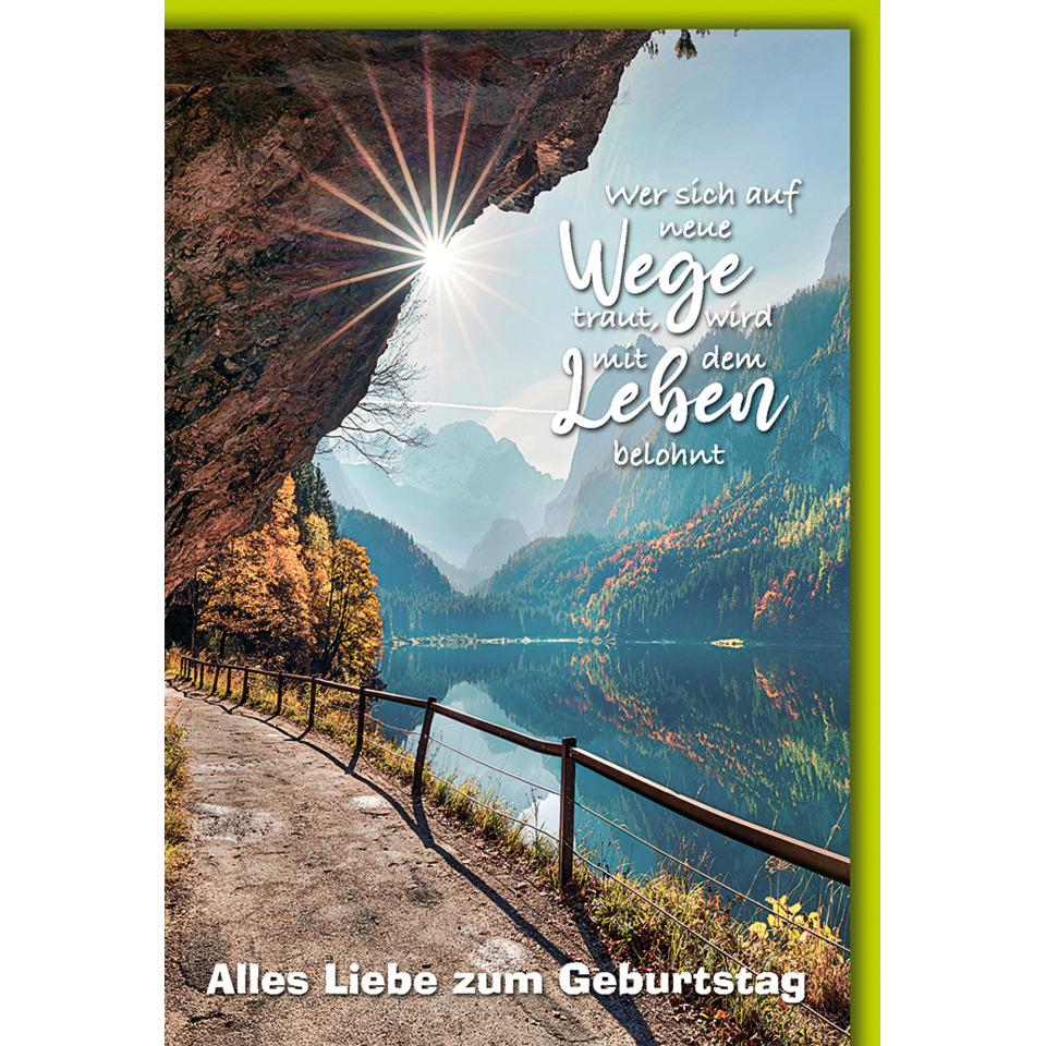 landschaft, see, berge, pfad, sonnenstern