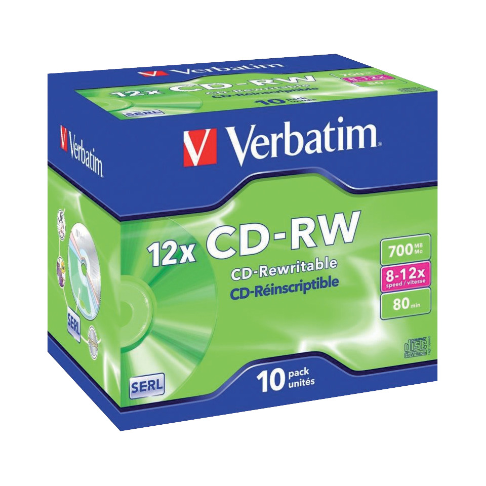 CD-RW, CD-ReWriteable, 12x, 10er-pack, Verbatim