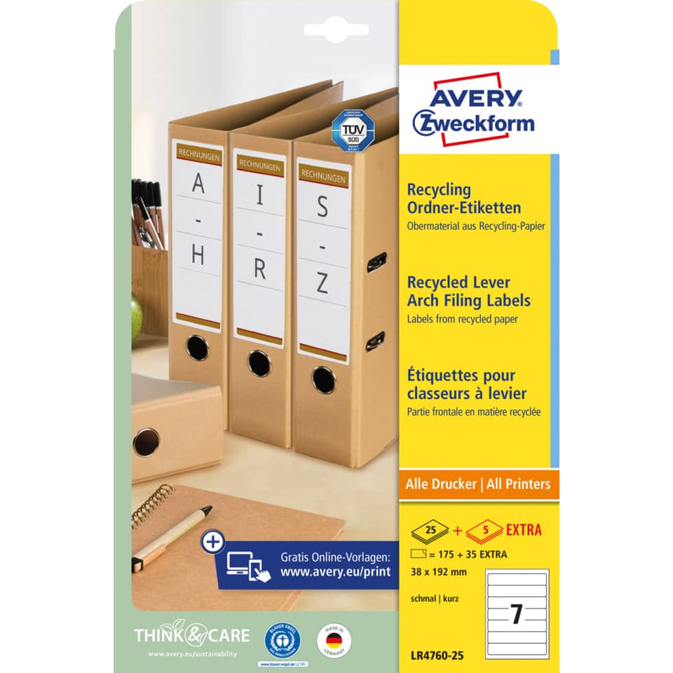 Recycling, Archivbox, Ordneretiketten, Bürobedarf, Papierrücken