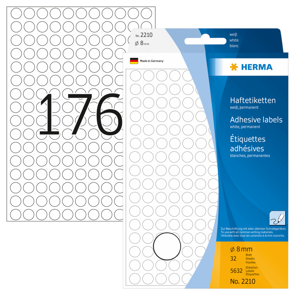 Adhäsivetiketten, Punktaufkleber, Etikettenbögen, weiße Etiketten, dauerhafte Etiketten, Aufkleber, Punktaufkleber, Klebeblatt, Etikettenblatt, 8-mm-Aufkleber