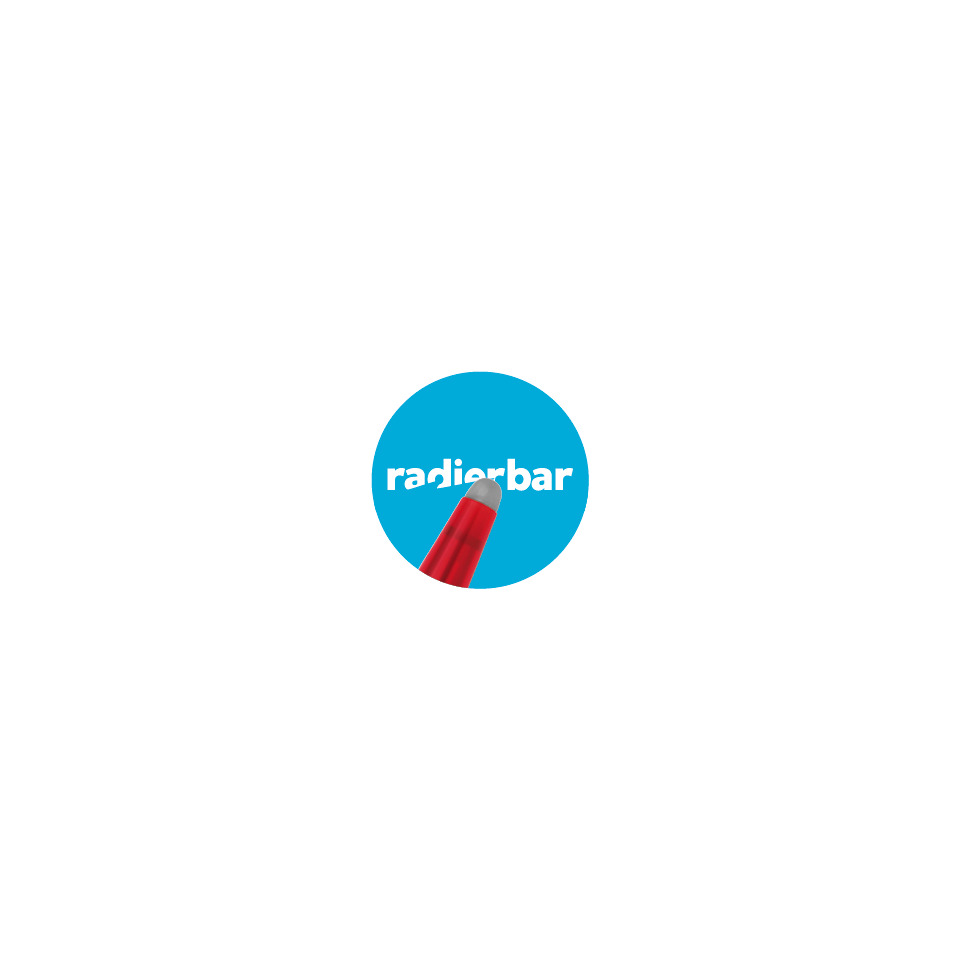 Lippenstift, rot, blauer Hintergrund, runder Aufkleber, Markenlogo