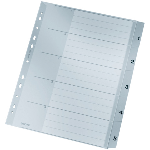 Plastikregister 1-5, A4, PP, 5 Blatt, grau LEITZ 1283-00-85