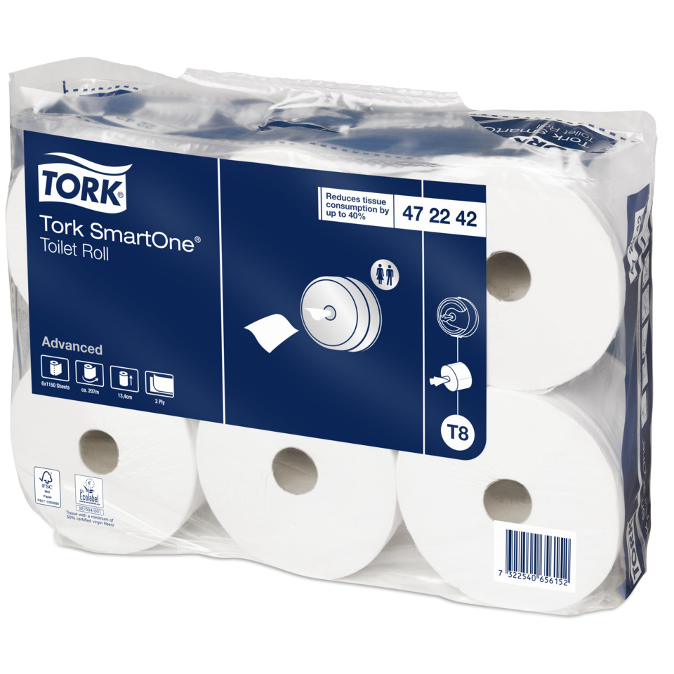 Toilettenpapier, Rolle, Tork SmartOne, Advanced, Weiß
