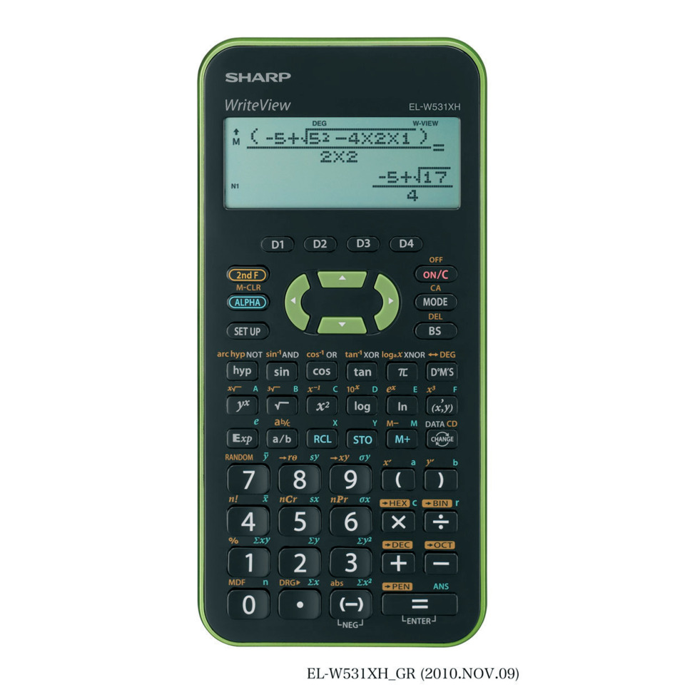 Wissenschaftlicher Taschenrechner, Graphing-Taschenrechner, Sharp, EL-W531XH, grüne Hülle