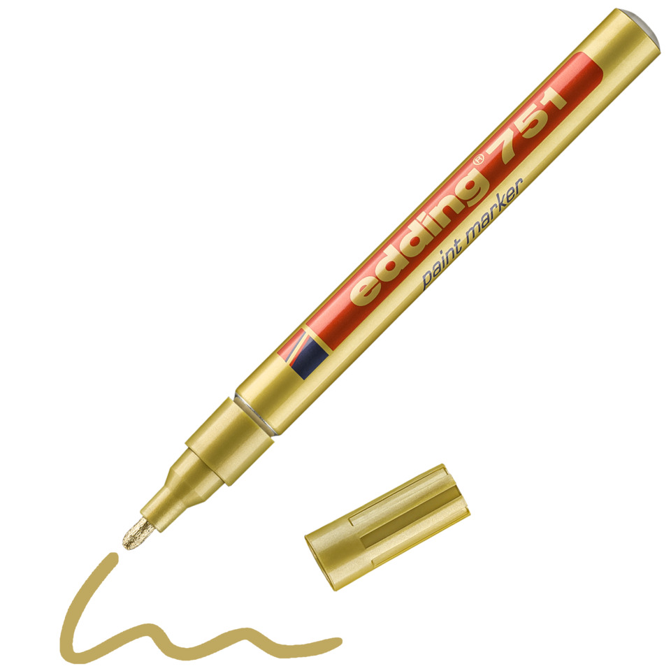 goldener Marker, Canvas marker, Metallischer Stift, Goldfarbe, Pigmentstift, stift, marker, paint marker, gold, edding 751