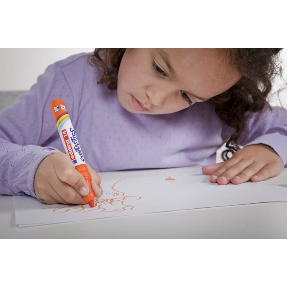 Kinderzeichnung, Marker, Orange, Papier, Kunst