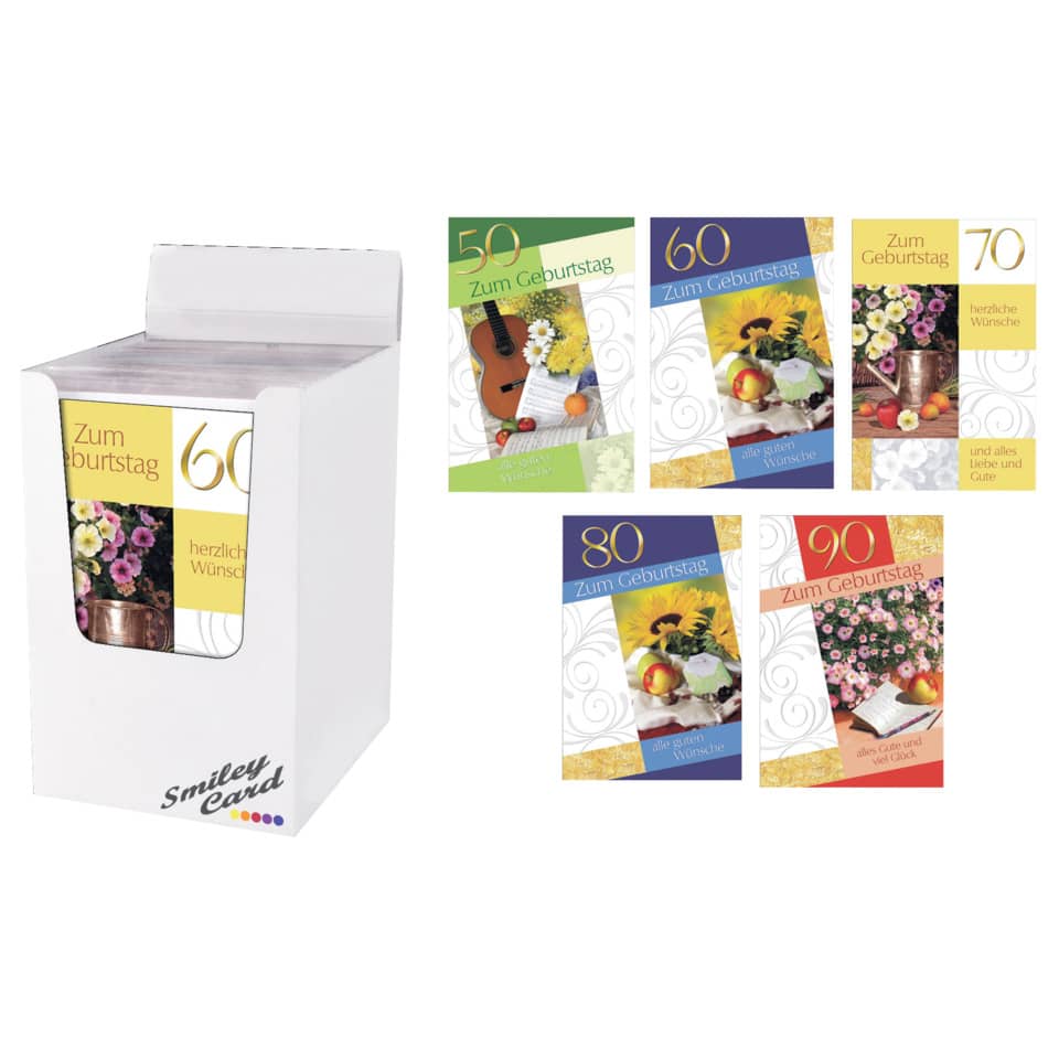 Geburtstag-Grusskarten, Karten-Set, Blumenmotiv, Pastellfarben, Mischfarben