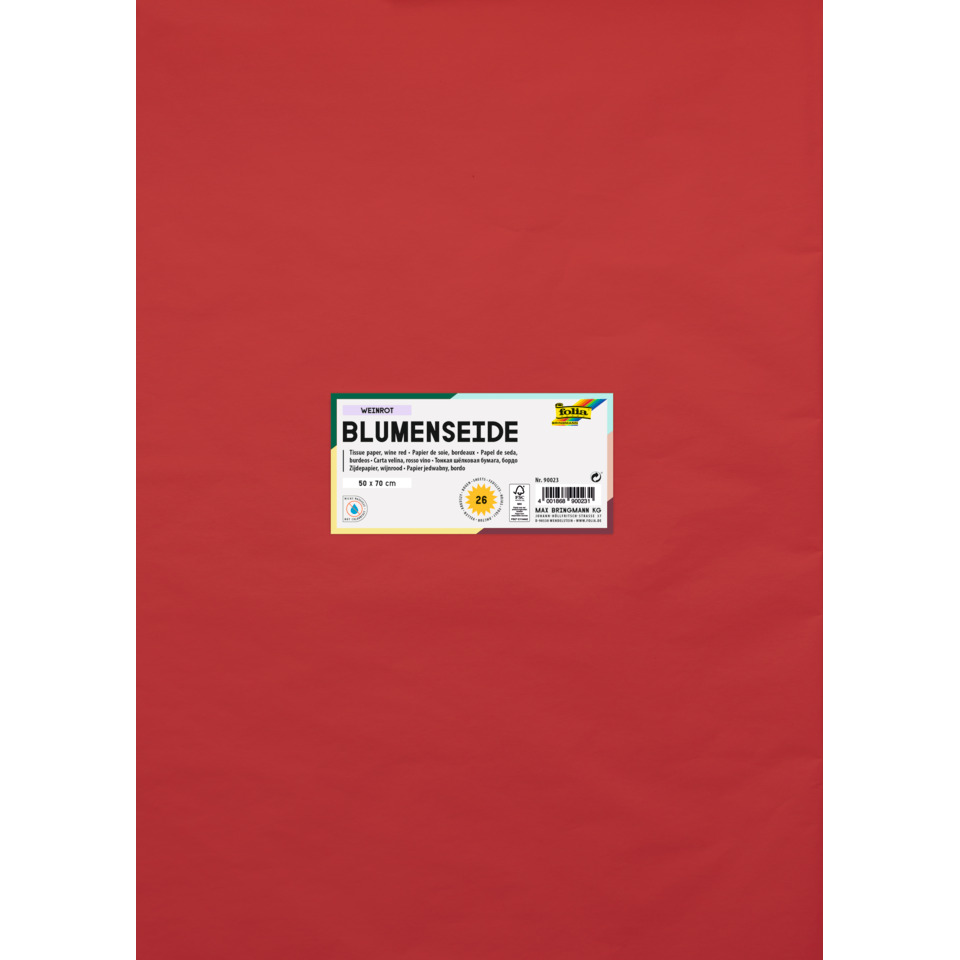 Tuch, Blumenseide, Papier, Größe 50x70 cm, Label