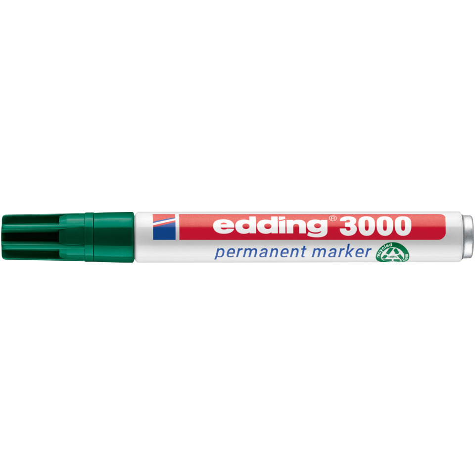 Permanent marker, Grüne Kappe, Weißer Körper, Edding 3000, Geringe Geruchsentwicklung