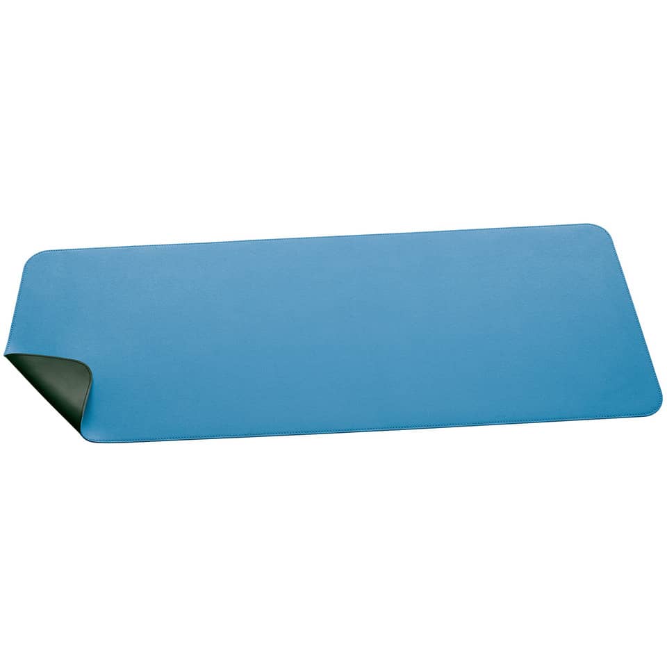 blaues deskpad, mauspad, tischunterlage, kunstleder, großes pad