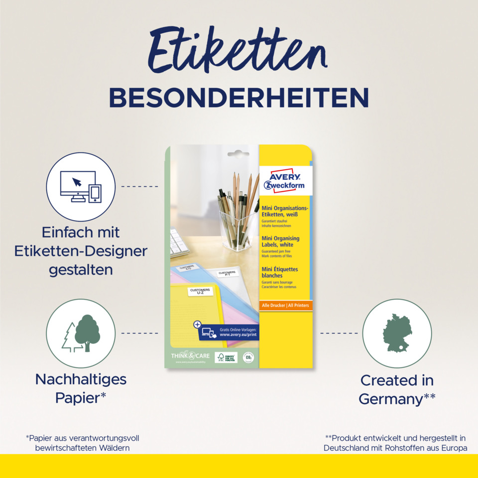 Etiketten, Mini Organising Etiketten, Bürobedarf, Labels, Papierprodukt