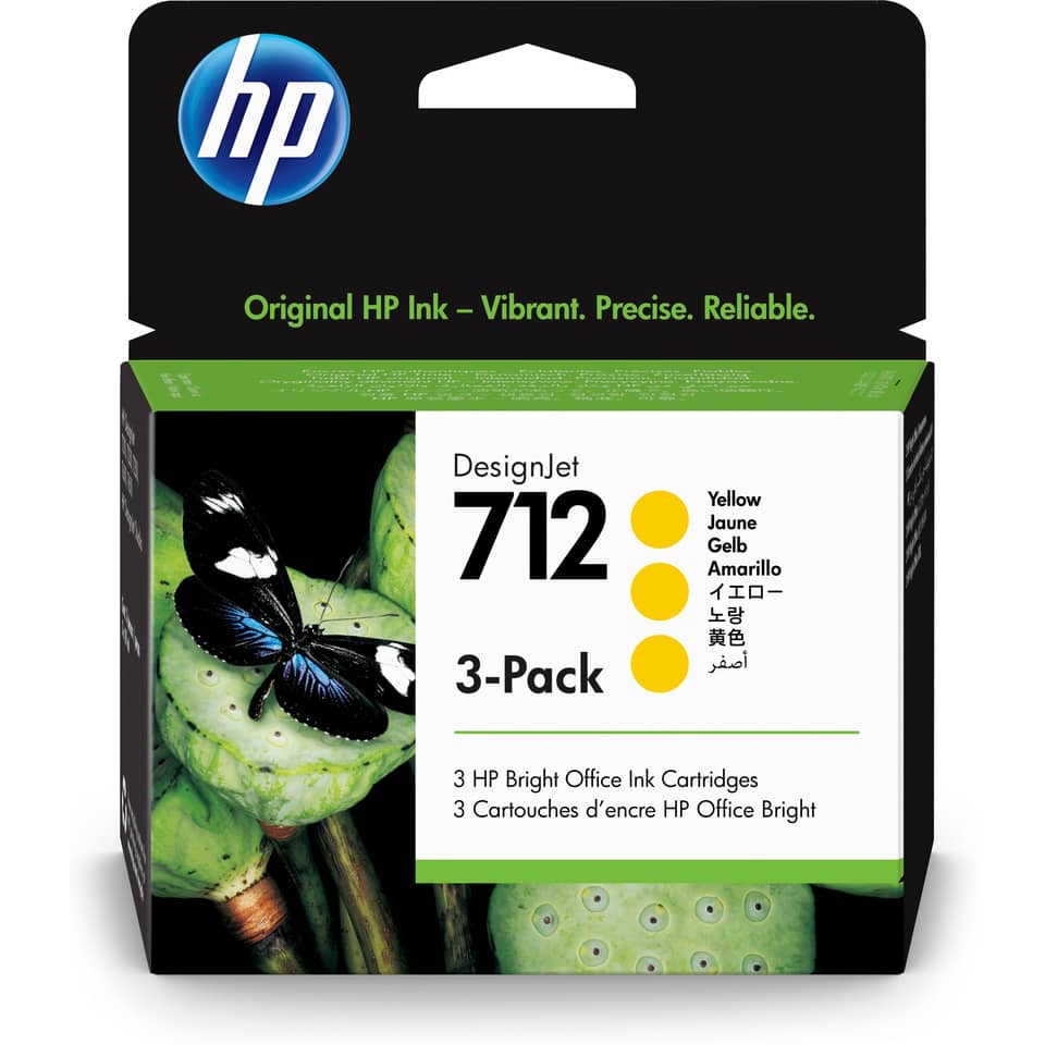 tintenpatronen, HP, 3er-pack, gelb, büro drucker