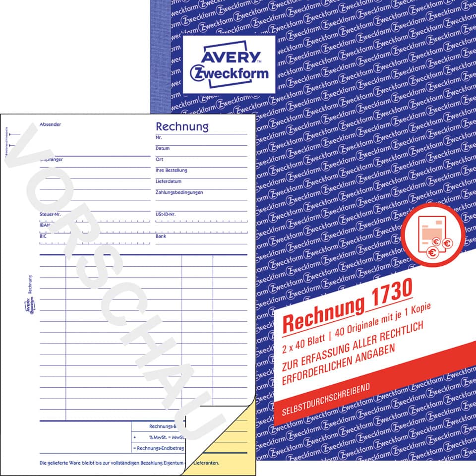 Rechnung, Zweckform, Bürobedarf, Druckpapier, Formblatt