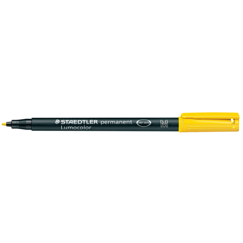 Permanentmarker, Lumocolor, Feiner Stift, Gelber Deckel, Mittelgroß