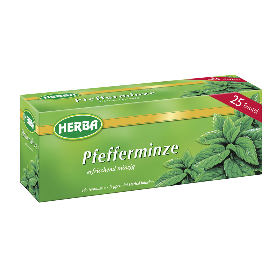 Pfefferminze, Kräutertee, Beuteltee, grüne Verpackung, Herba