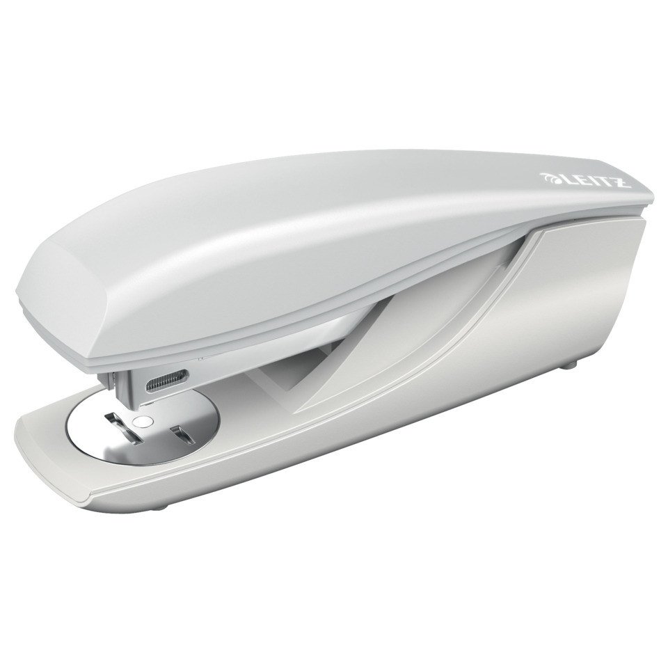 Heftklammerstapler, Stapelgerät, Kleiner Bürostapler, Metallbasis, weißer Kunststoff, stapler, Heftgerät, Klammern, Bürobedarf, Metallbasis