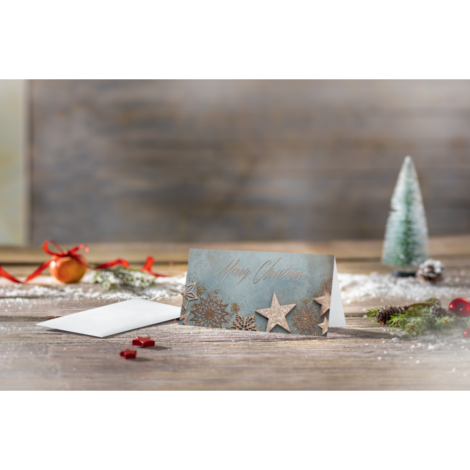 Weihnachtskarte, Kartenanhänger, Sterne, Winterdeko, Papierkarte