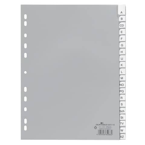 Plastikregister, PP, A - Z, grau, DIN A4, 215/230 x 297 mm, 20 Blatt DURABLE 6401 10