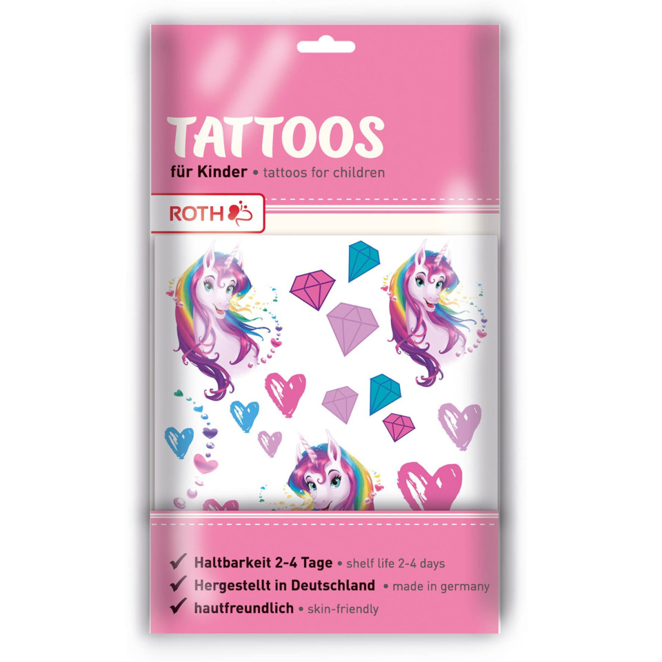 Tattoo, Kinder, Einhorn, Diamanten, Herzen