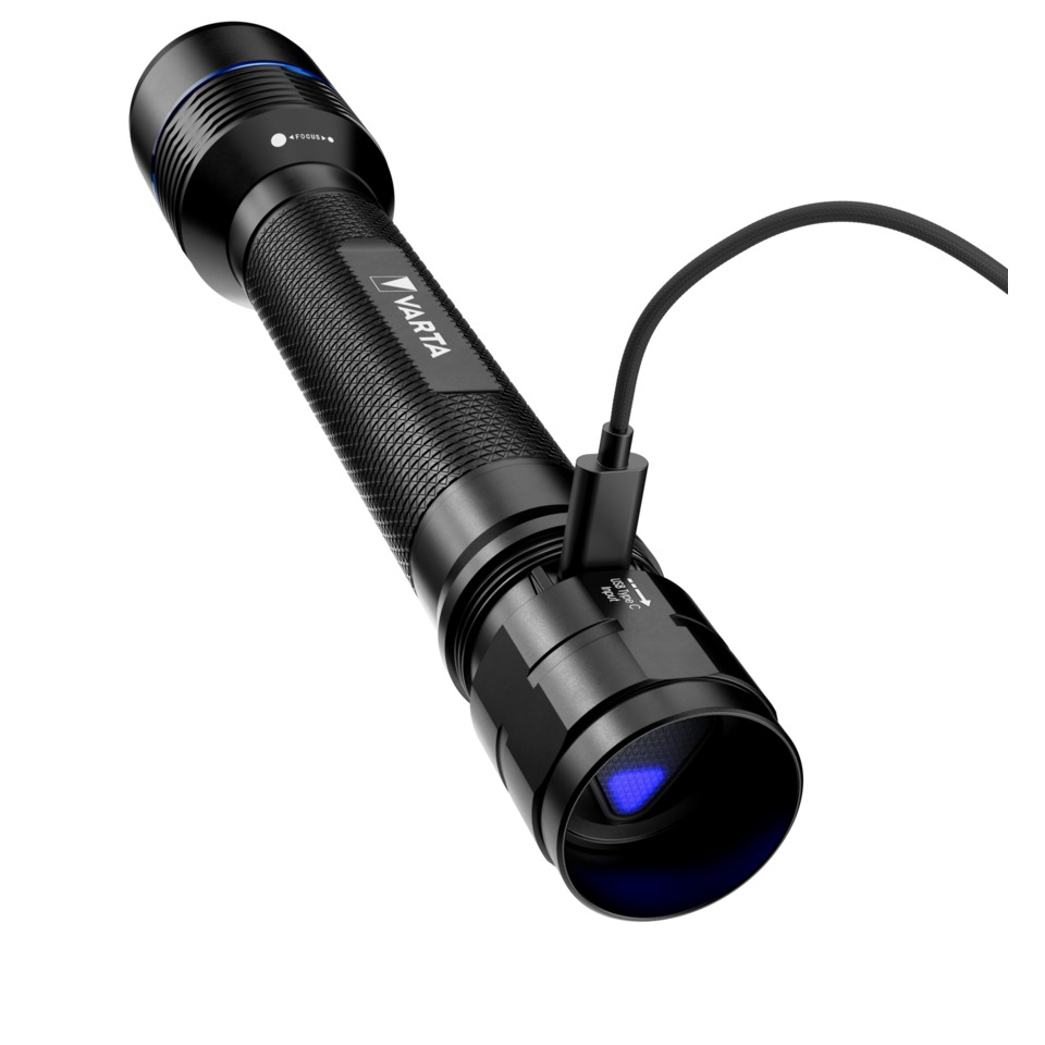 Taschenlampe, LED, USB-C, Kabel, Schwarz