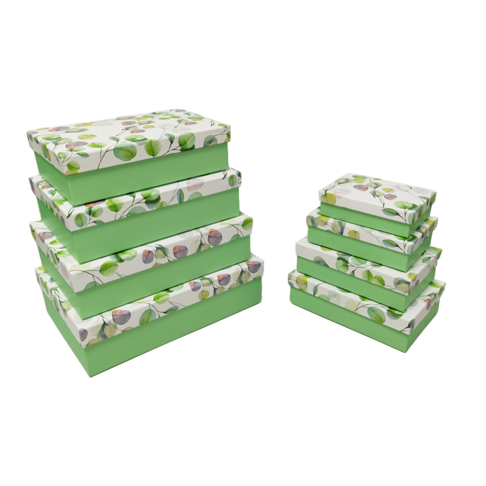 Geschenkboxen, Schachteln, Grün, Blätter Muster, Kartenboxen