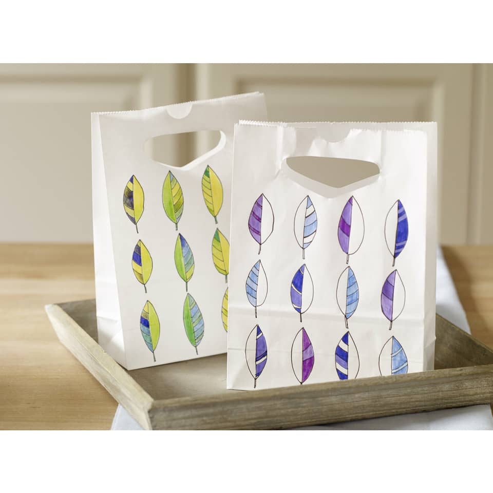 Geschenktüte, Papierbeutel, Blattmuster, Bedrucktes Muster, Weiße Tüte