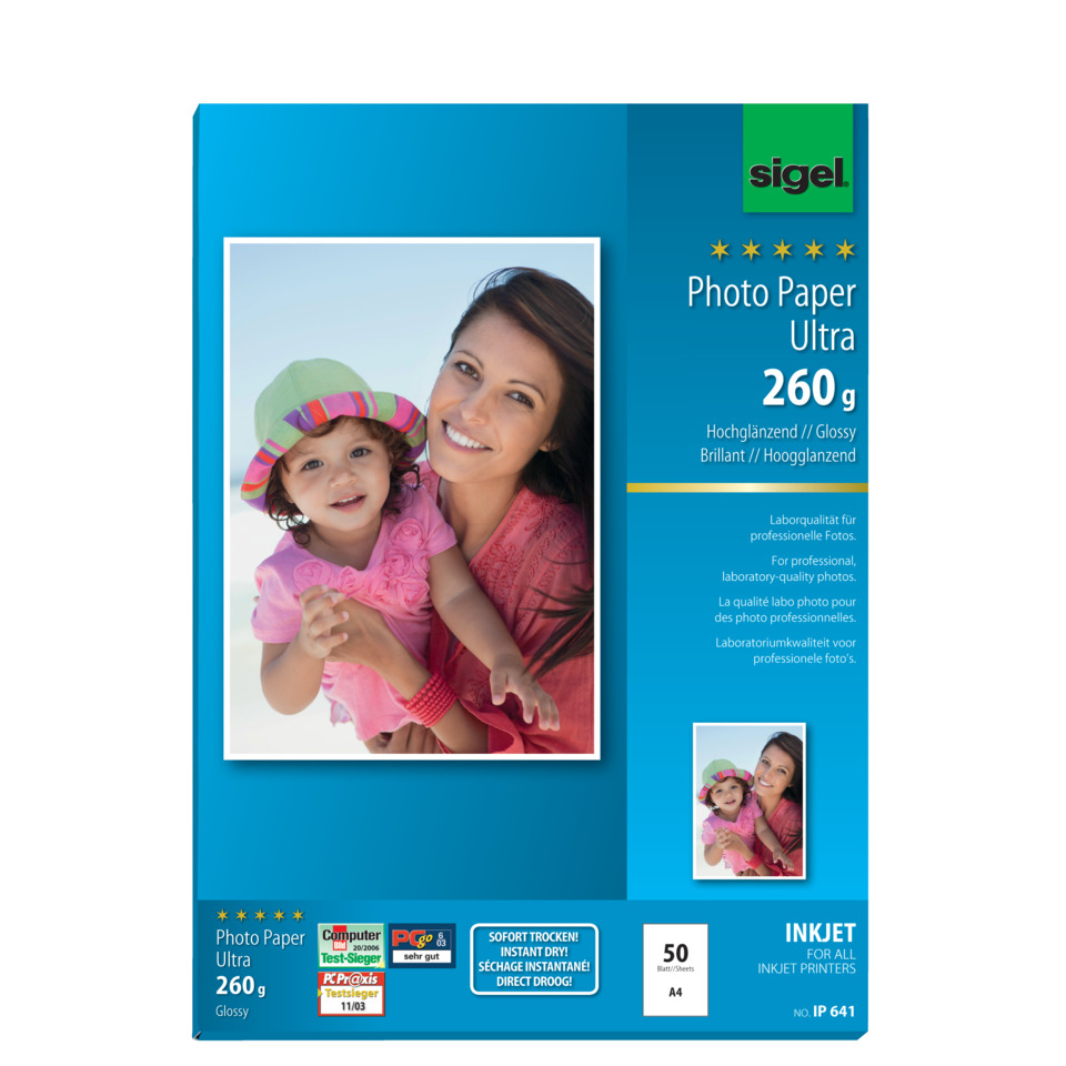 Fotopapier, Ultra, 260 g, glänzend, A4, Foto-Papier, Ultra, 260 g, Glänzend, A4-Größe