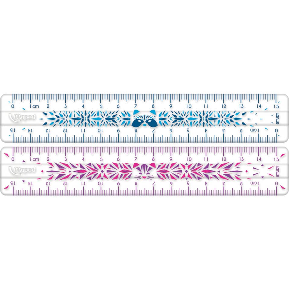Lineal, grafisches Muster, blaues Design, pinkes Design, Messlineal