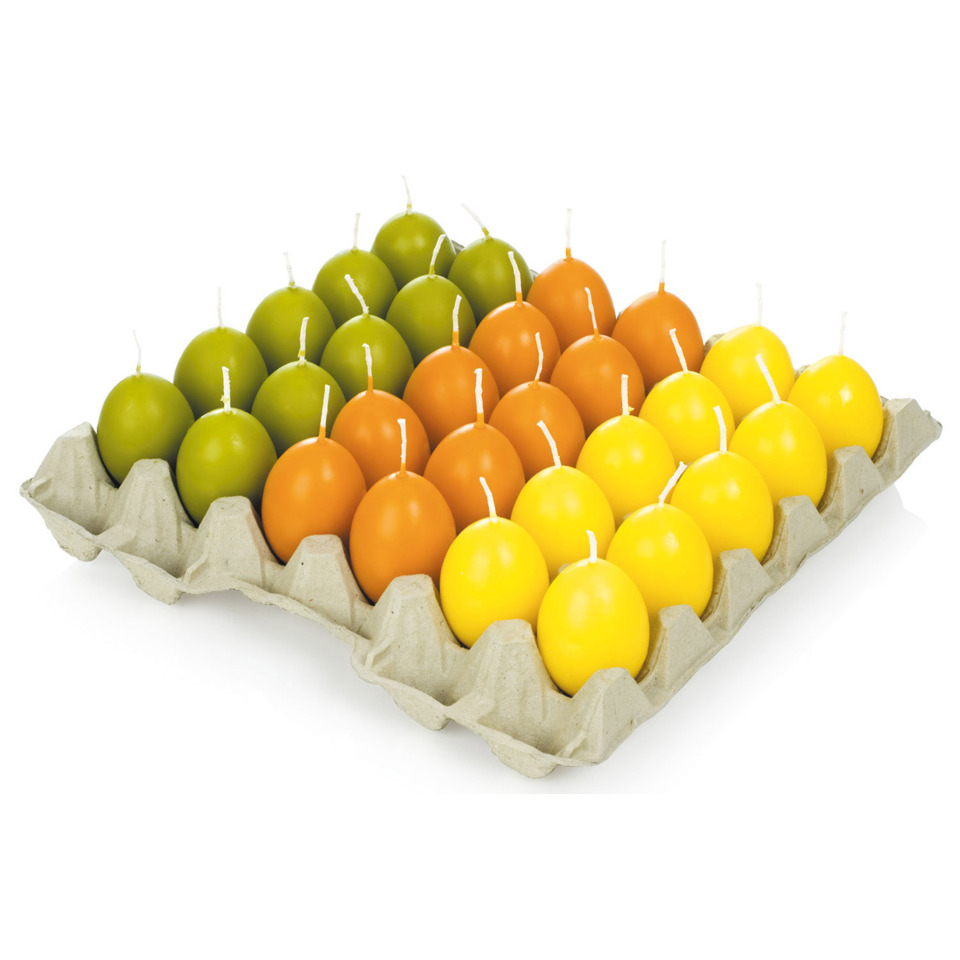 Wachskerzen, Kreisförmige Kerzen, Zitrusgelb, Gelb-orange Mix, Eierkarton Kerze