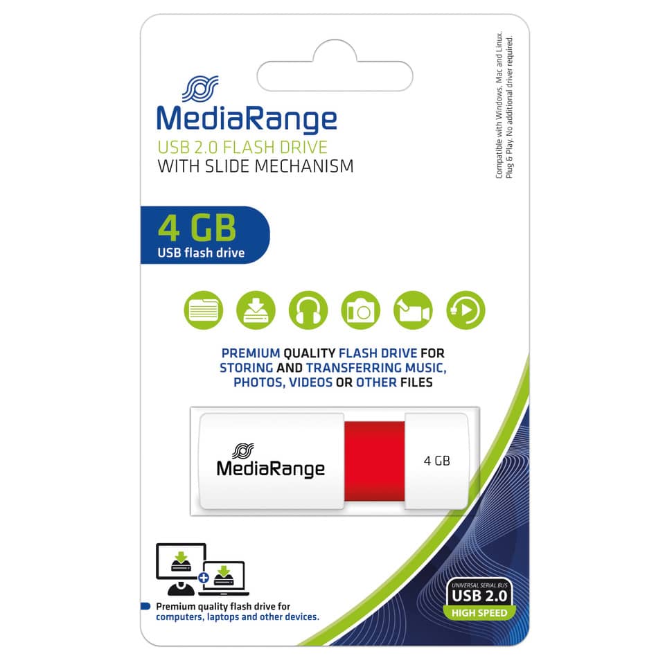 USB, Flashlaufwerk, 4 GB, Schiebemechanismus, MediaRange