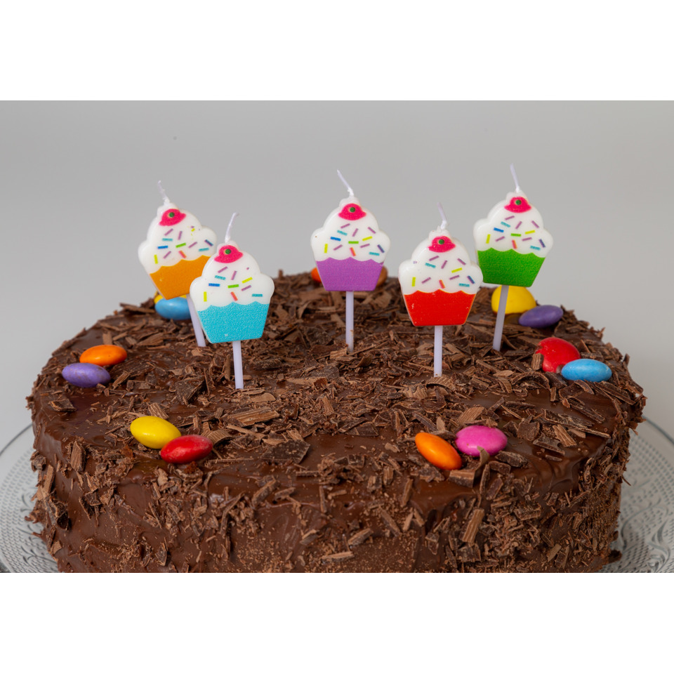 Kuchen, Schokoladenkuchen, Zuckerware, Kerzen, Cupcake-Sticks