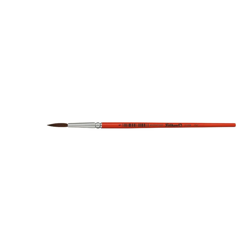 Pinsel, Aquarellpinsel, Filbertpinsel, roter Griff, Kunstbedarf