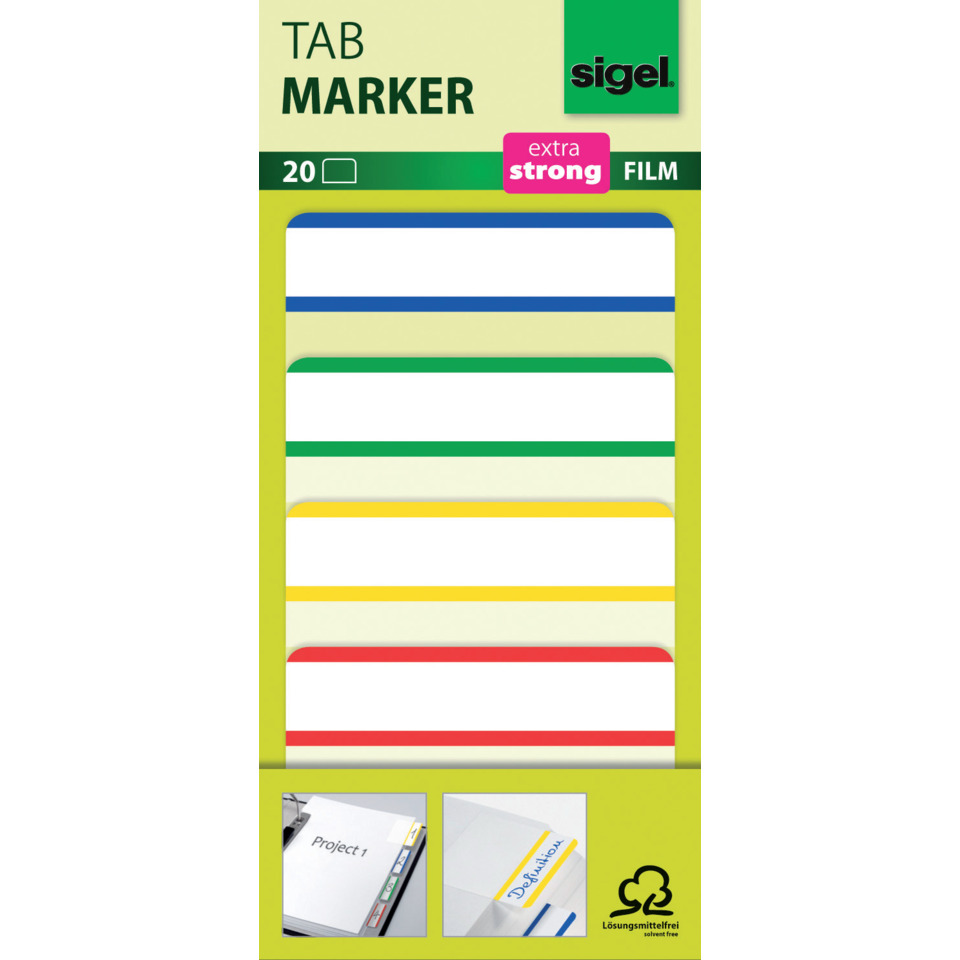 tablature, tab marker, colored tabs, film strips, labels