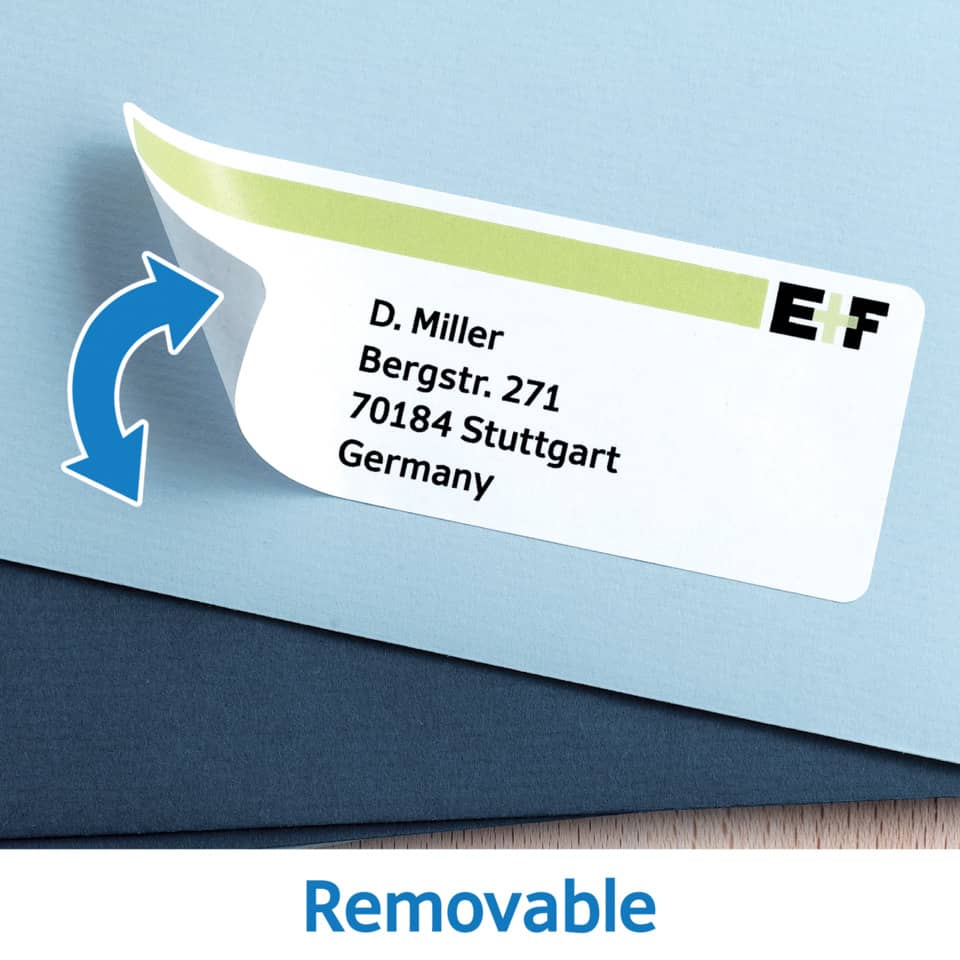 removable, Adressaufkleber, Etikett, Papieretikett, Deutschlandadresse