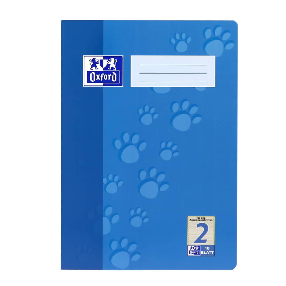 Notizblock, Blau, Pfotenabdruck Muster, Oxford, 16 Seiten