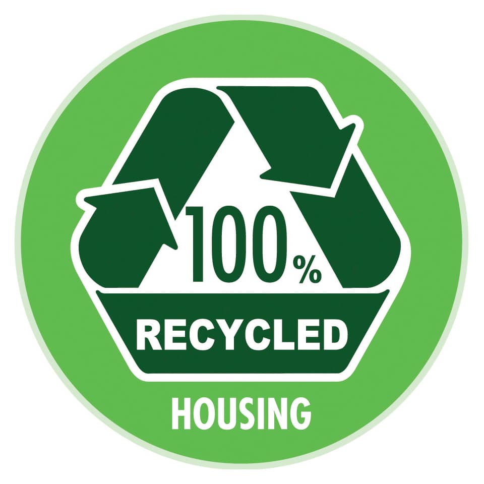 recycled, housing, 100% recycled, grüner Kreis,  recycling-symbol
