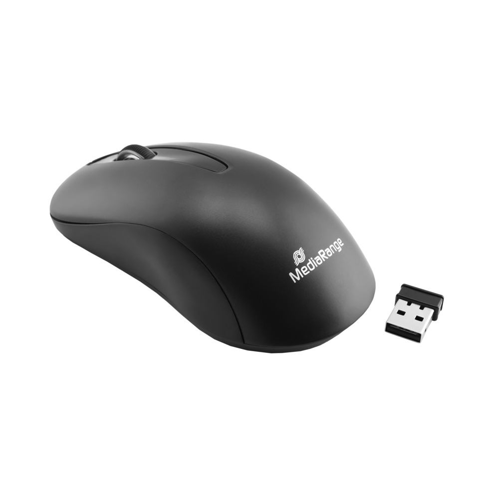 Maus, USB-Maus, kabellose Maus, schwarz, Medialange Logo