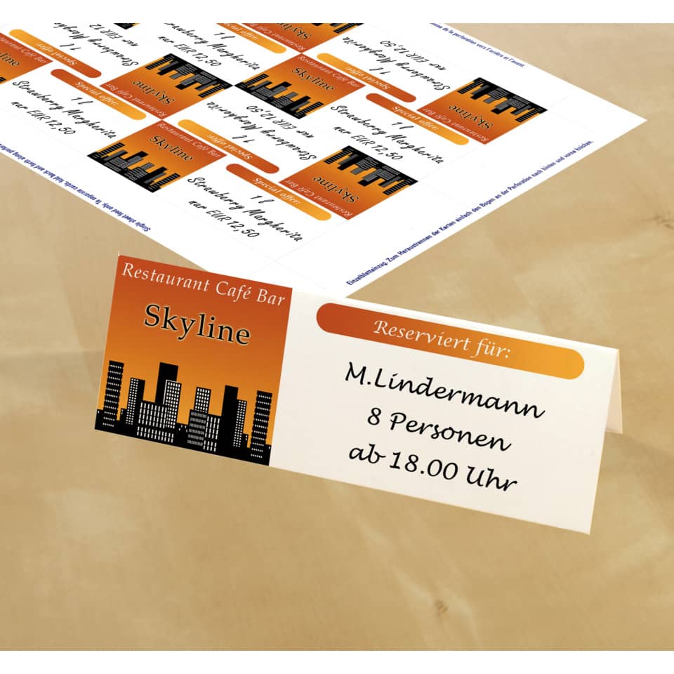 reserviert, küchenwerbung, restaurant, karte, skyline grafisch